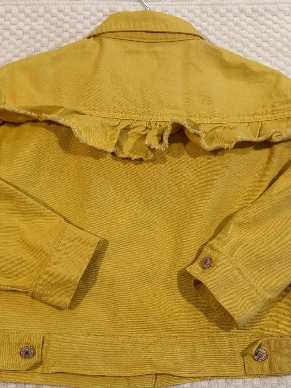 Love Tree Yellow Ruffle-Trim Denim Jacket